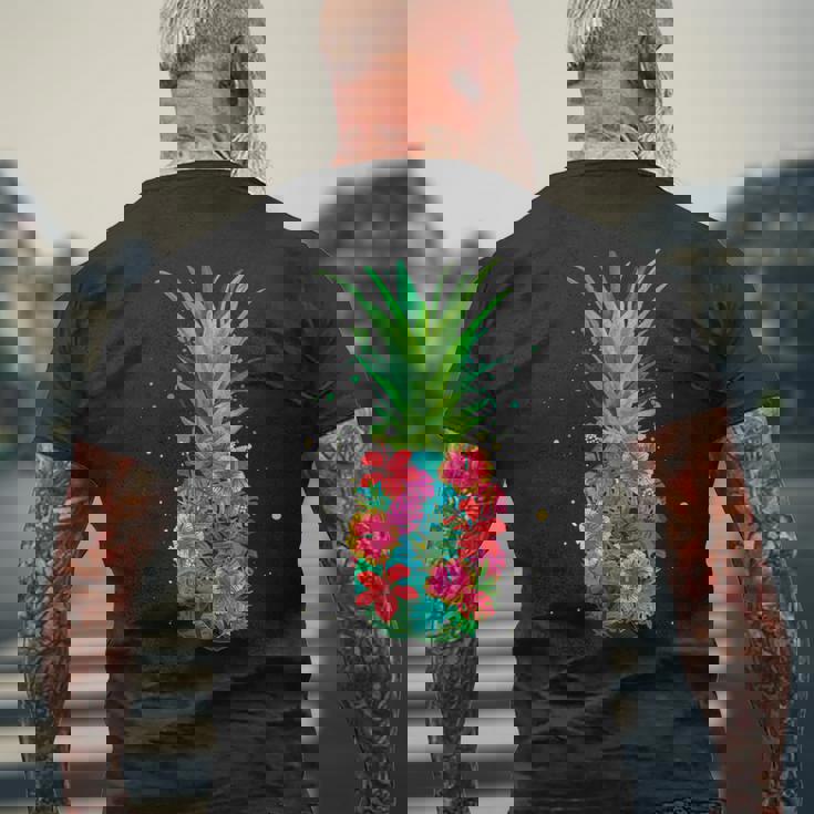 パイナップルフラワー レディース メンズ アロハ ハワイ ヴィンテージ ハワイアン メンズTシャツ バックプリント 高齢者への贈り物