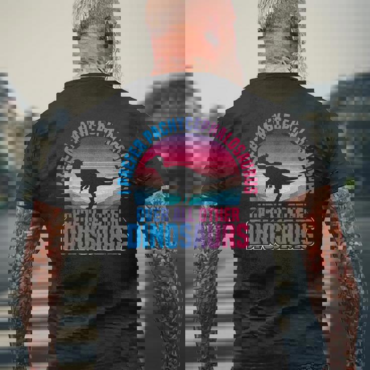 パキケファロサウルス ぬいぐるみ 恐竜 古生物学者 メンズTシャツ バックプリント 高齢者への贈り物