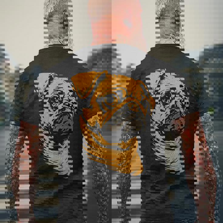 パグ 犬 デザイン ベージュ 犬 ラブ カーリン かわいい パグ メンズTシャツ バックプリント 高齢者への贈り物