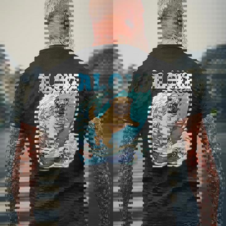 パグサーフィン アロハ サーフボード&ウェーブ メンズTシャツ バックプリント 高齢者への贈り物