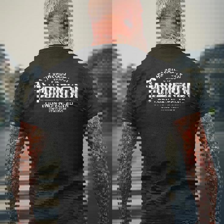 パディントン ロンドン イングランド イギリス メンズTシャツ バックプリント 高齢者への贈り物