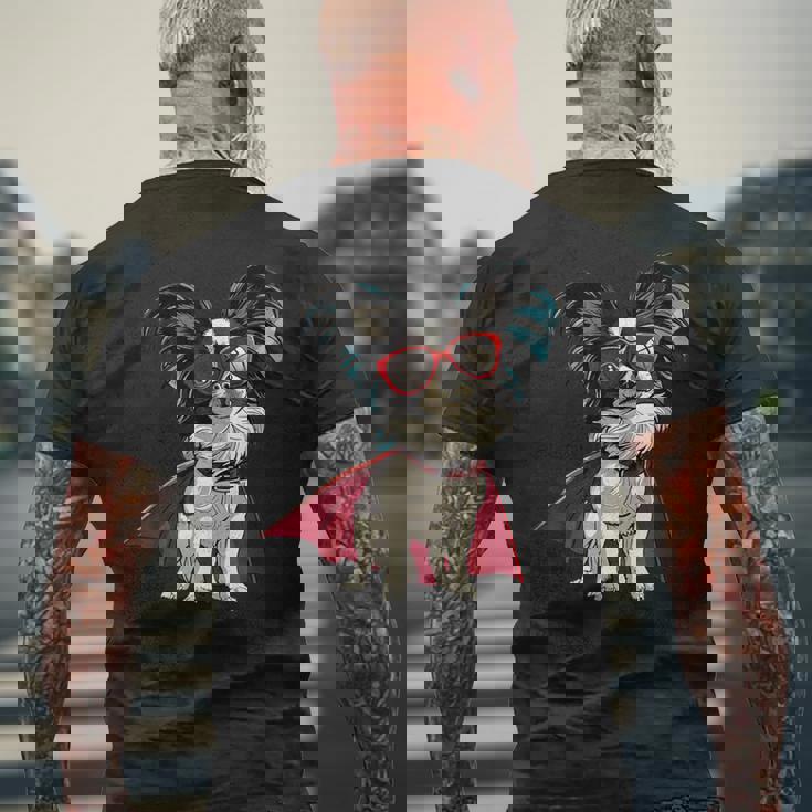 パピヨンドッグ-パピヨン メンズTシャツ バックプリント 高齢者への贈り物