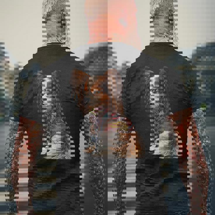 パピヨン犬 日本の伝統的なドラゴンタトゥー イレズミ メンズTシャツ バックプリント 高齢者への贈り物