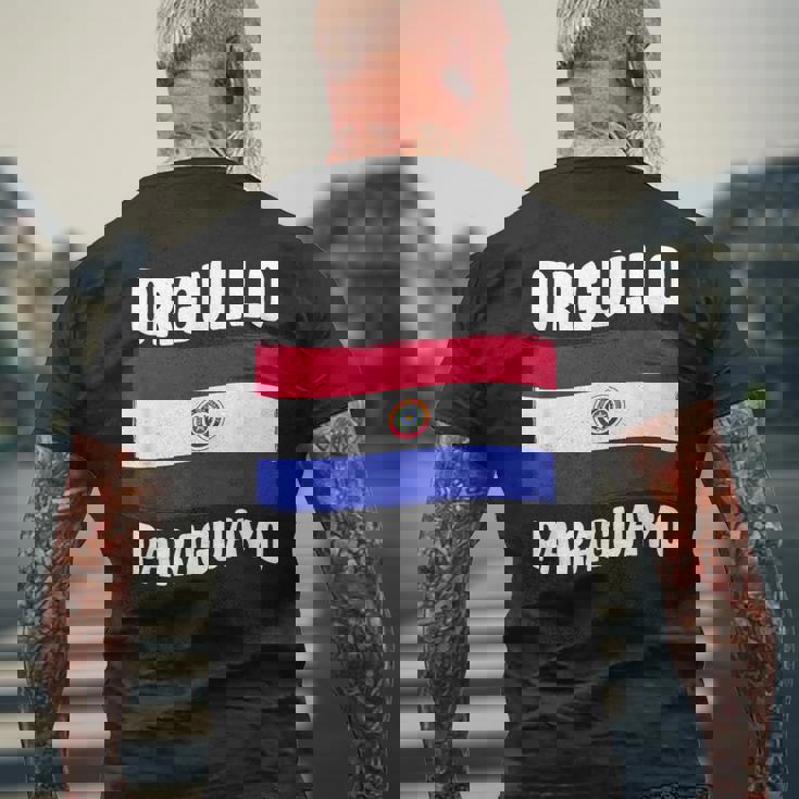 パラグアイプライド パラグアイ国旗 Orgullo Paraguayo メンズTシャツ バックプリント 高齢者への贈り物