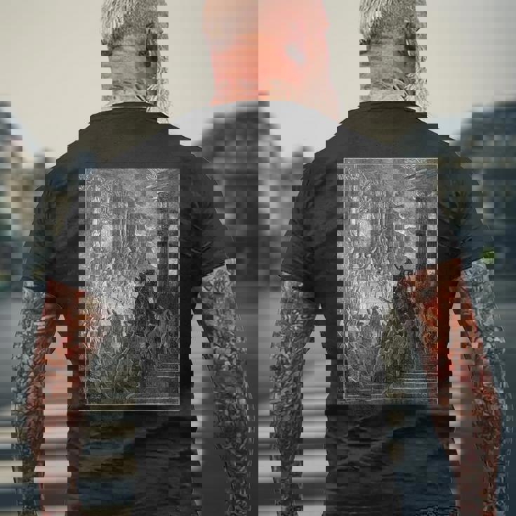 パラダイス・ロスト「ハイ・オン・ア・スローン」ギュスターヴ・ドレ・アート メンズTシャツ バックプリント 高齢者への贈り物