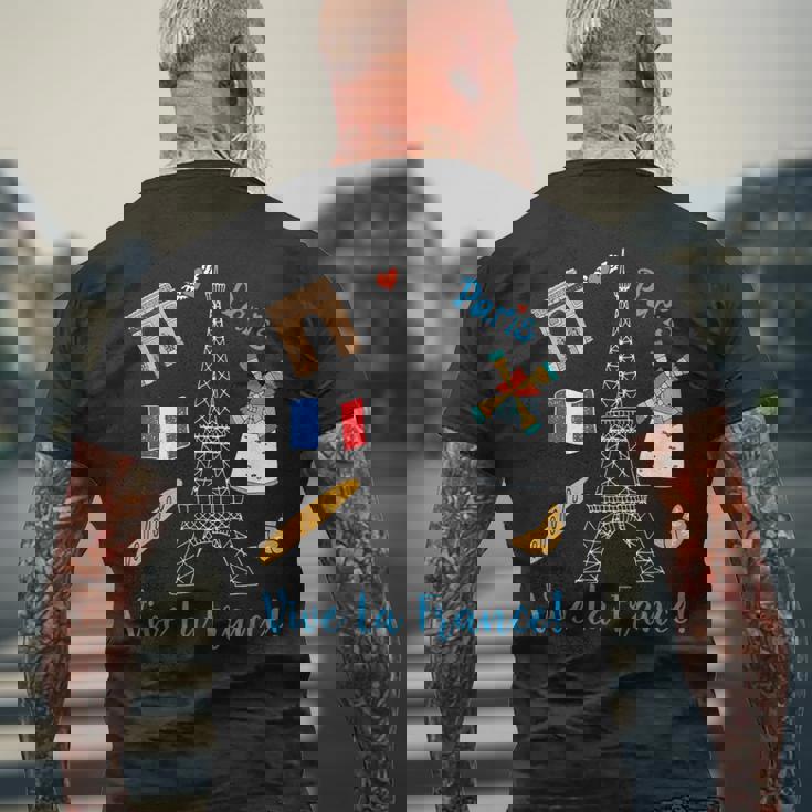 パリ お土産 エッフェル塔 フランス ヴィーヴ ラ・フランス メンズTシャツ バックプリント 高齢者への贈り物