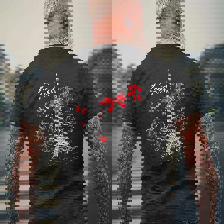 パリ I フランス 旅行 フランス エッフェル塔 フランス語 フランス語 メンズTシャツ バックプリント 高齢者への贈り物