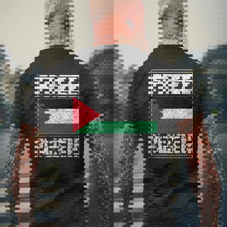 パレスチナの国旗 パレスチナが好きです メンズTシャツ バックプリント 高齢者への贈り物
