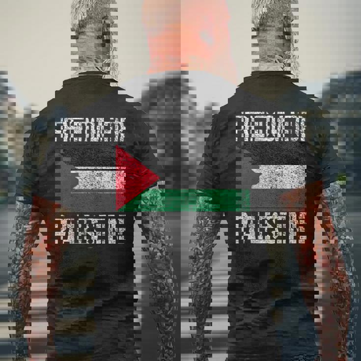 パレスチナの自由旗フリーパレスチナガザパレスチナ人 メンズTシャツ バックプリント 高齢者への贈り物
