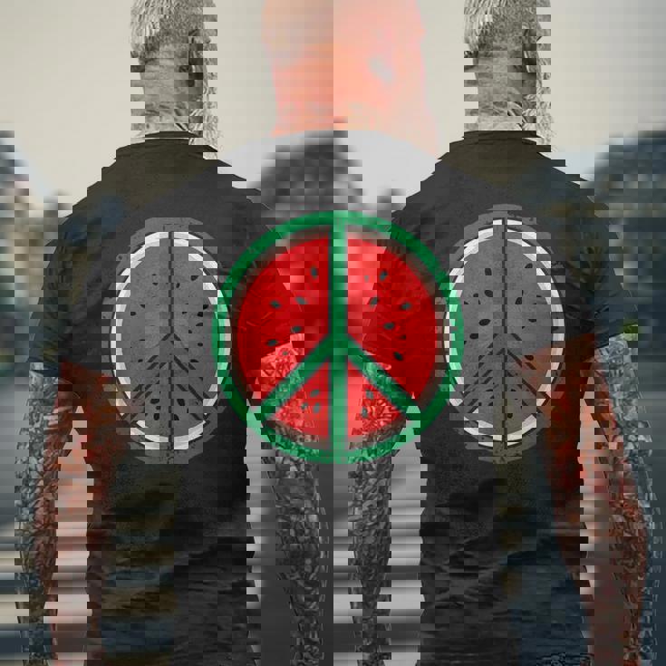パレスチナシャツ スイカ ピースサイン パレスチナ国旗 メンズTシャツ バックプリント 高齢者への贈り物