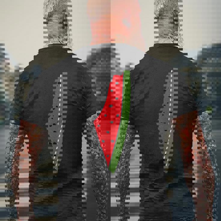 パレスチナ平和 パレスチナのスイカ メンズTシャツ バックプリント 高齢者への贈り物