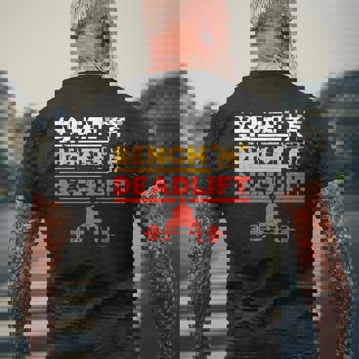 パワーリフティング、スクワット、ベンチ、デッドリフト、ウェイトリフティングtシャツ メンズTシャツ バックプリント 高齢者への贈り物