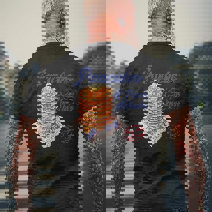 パンケーキとパニック発作 面白い メンタルヘルス 不安 メンズTシャツ バックプリント 高齢者への贈り物