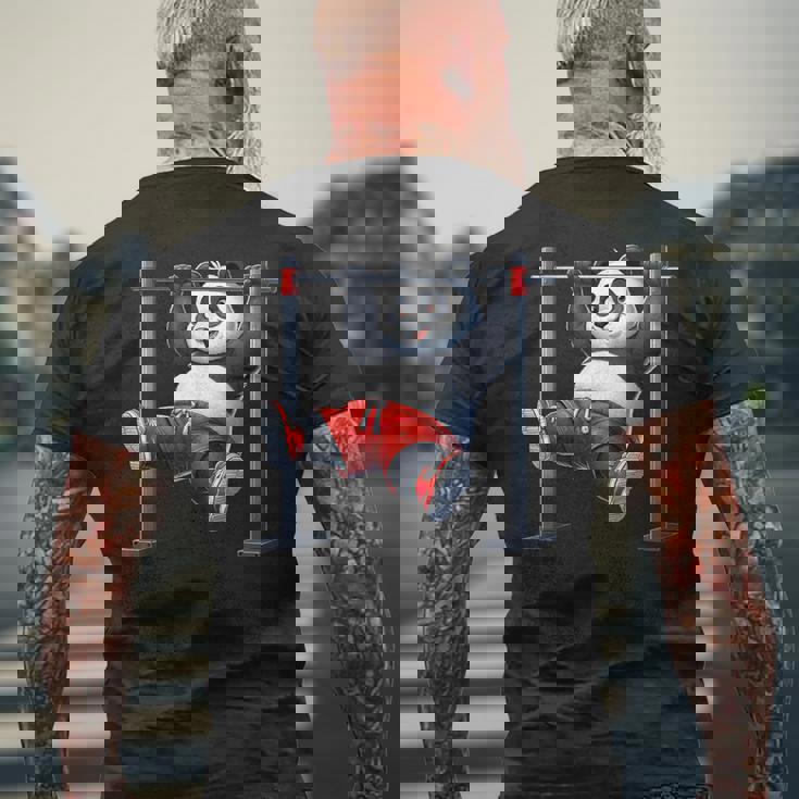 パンダ 懸垂 トレーナー ジム フィットネス ワークアウト トレーニング メンズTシャツ バックプリント 高齢者への贈り物