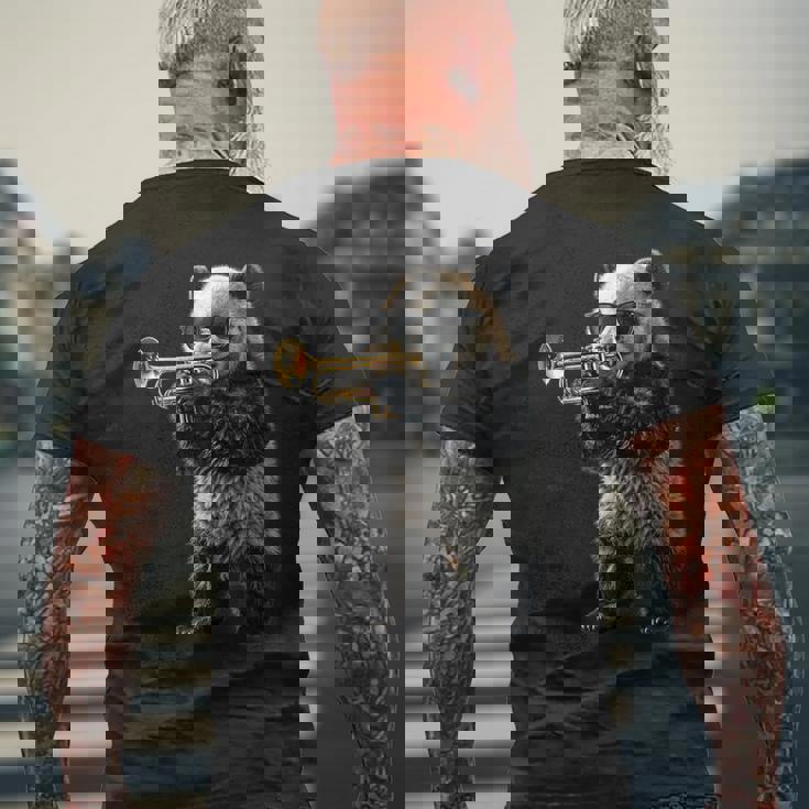 パンダトランペット メンズTシャツ バックプリント 高齢者への贈り物