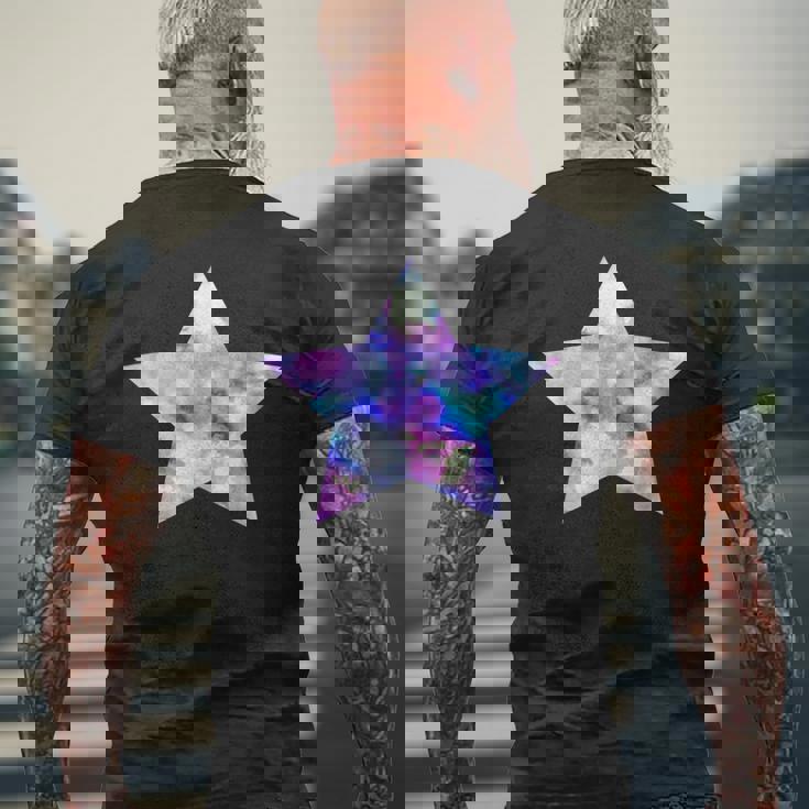 パープル ピンク ブルー プリティ スター メンズTシャツ バックプリント 高齢者への贈り物