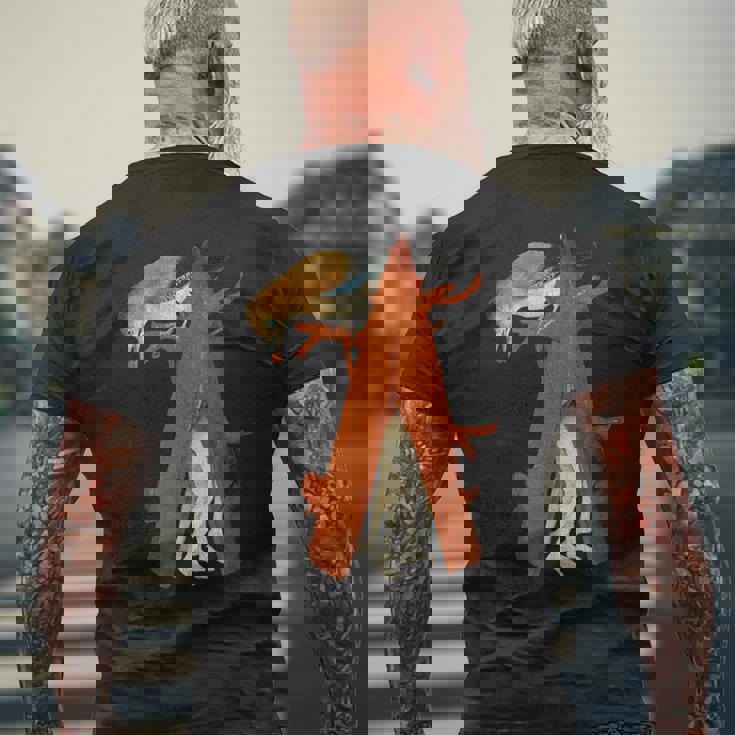 ヒエロニムス ボッシュ 鳥と木 地上の喜びの庭 メンズTシャツ バックプリント 高齢者への贈り物