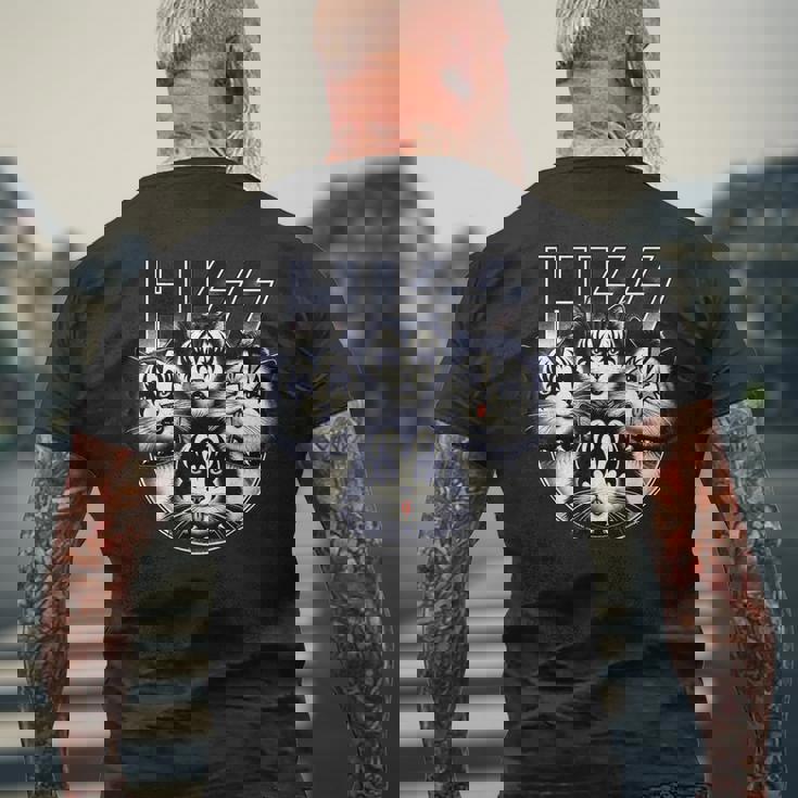 ヒス・ファニー・キャッツ・キトンズ・ロック・ロッキン メンズTシャツ バックプリント 高齢者への贈り物