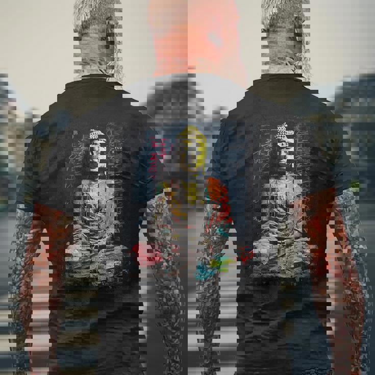 ヒップホップ Y2k Hip Hop ヴィンテージ レトロ ヒップスター エッジー ストリートウェア 仏陀 メンズTシャツ バックプリント 高齢者への贈り物