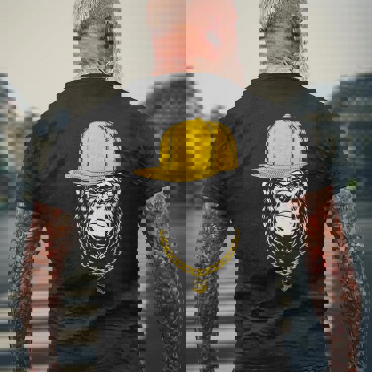 ヒップホップ ゴリラ ラッパー メンズTシャツ バックプリント 高齢者への贈り物