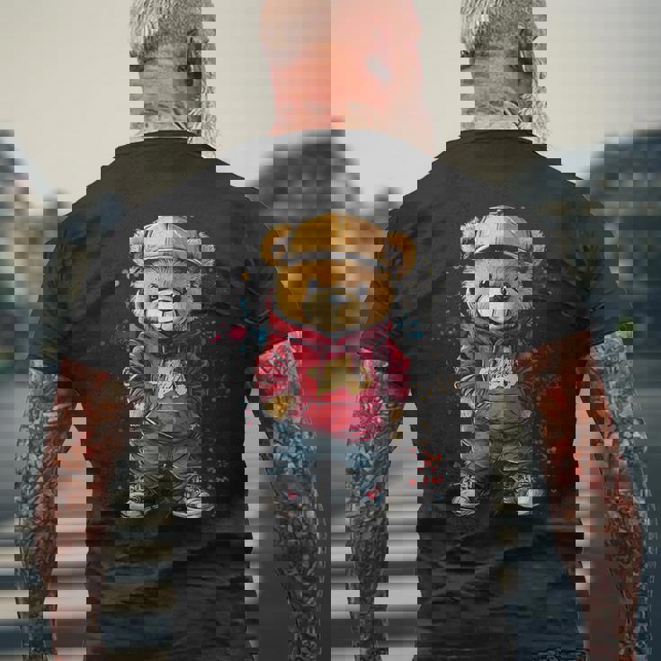 ヒップホップのテディベア、クールなアーバンノベルティグラフィック。 メンズTシャツ バックプリント 高齢者への贈り物