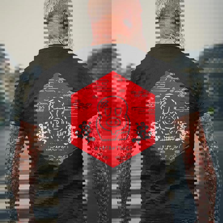 ヒョウタンツギ 和柄ヘキサゴン Ctezuka Productions メンズTシャツ バックプリント 高齢者への贈り物