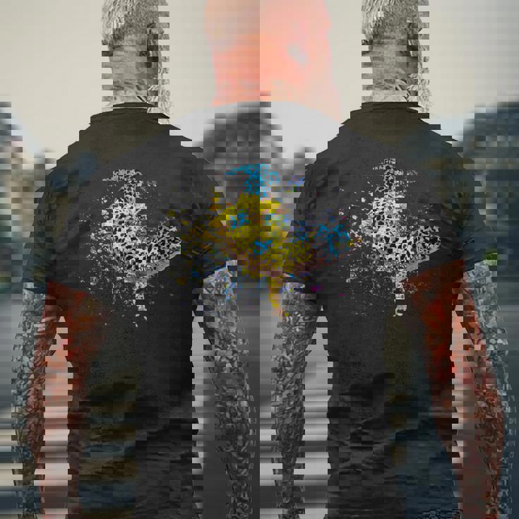 ヒョウモントカゲモドキ 水彩画 爬虫類飼育員 ヤモリ 扇子 メンズTシャツ バックプリント 高齢者への贈り物