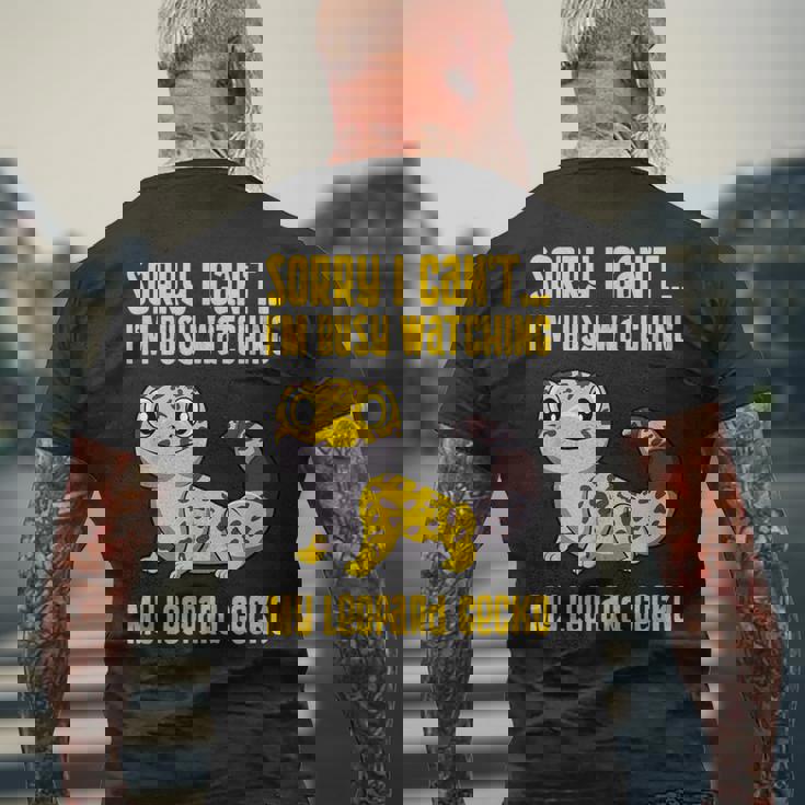 ヒョウモントカゲモドキについて考える かわいいトカゲ メンズTシャツ バックプリント 高齢者への贈り物