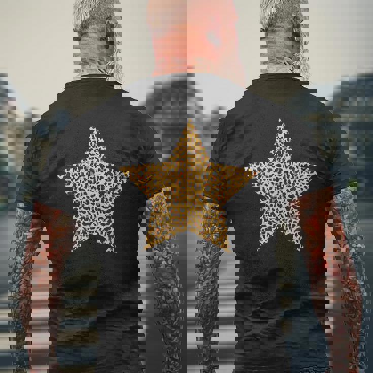 ヒョウ柄 アニマルプリント 星 メンズTシャツ バックプリント 高齢者への贈り物