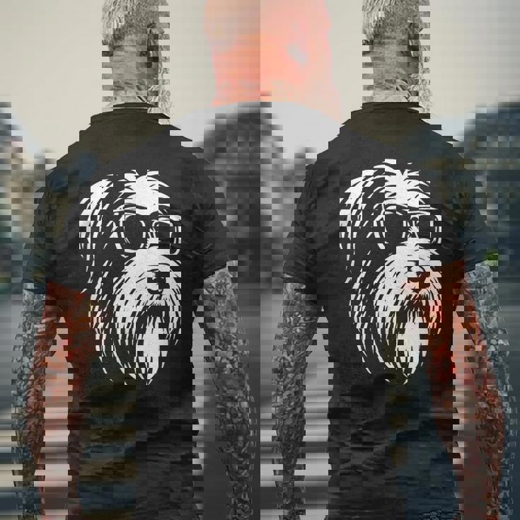 ビアデッド・コリー サングラス 犬 グラフィック デザイン メンズTシャツ バックプリント 高齢者への贈り物