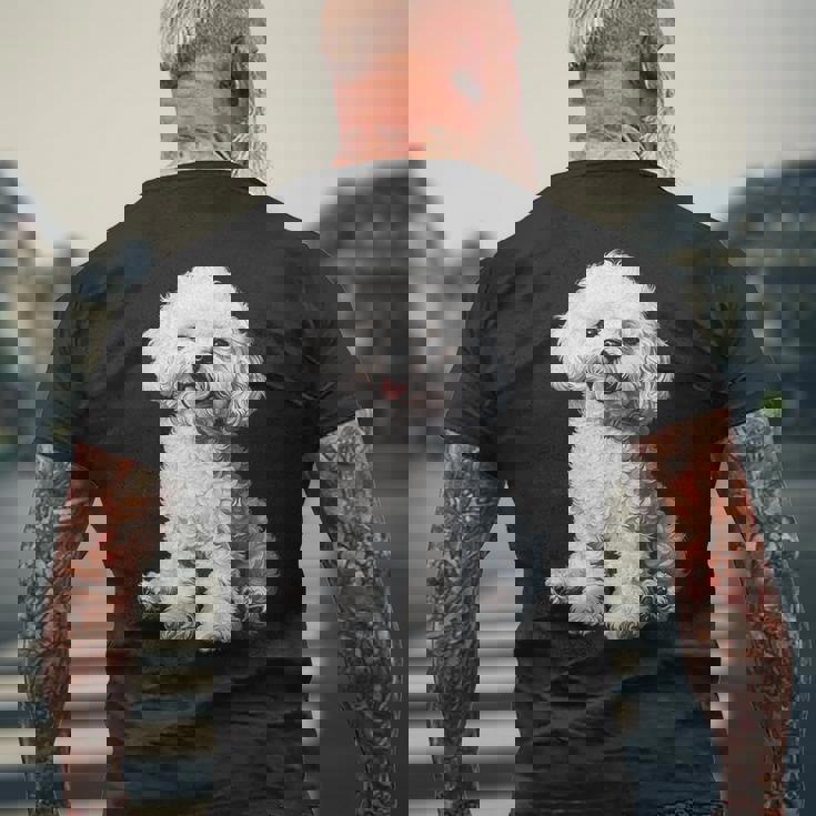 ビションフリーゼ 犬 モチーフ ペット イラスト ビションフリーゼ メンズTシャツ バックプリント 高齢者への贈り物