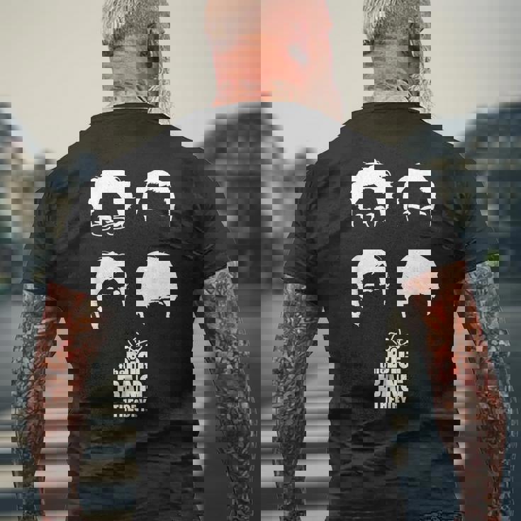 ビッグバン理論 ロゴ グループ ヘアショット メンズTシャツ バックプリント 高齢者への贈り物