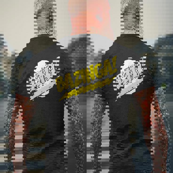 ビッグバン理論ロゴ Bazinga メンズTシャツ バックプリント 高齢者への贈り物