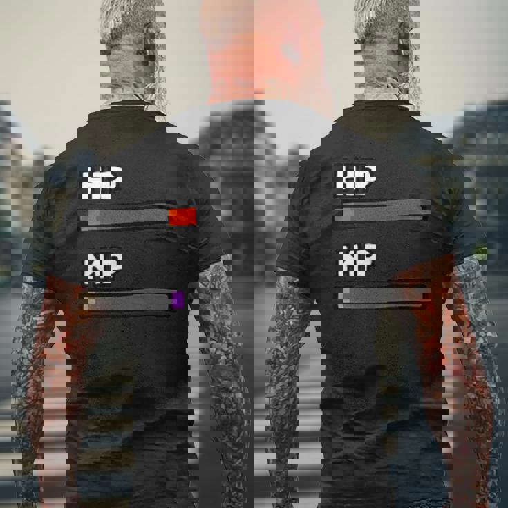 ビデオゲームのようなhp&Mpゲージ。 メンズTシャツ バックプリント 高齢者への贈り物