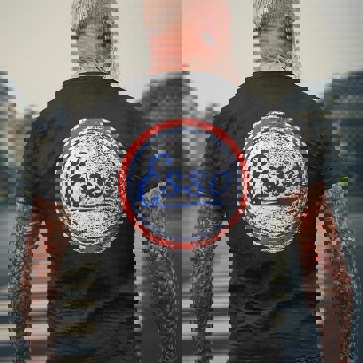 ビンテージ Esso ガソリンスタンドサイン メンズTシャツ バックプリント 高齢者への贈り物