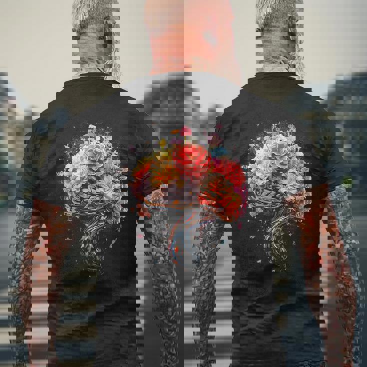 ビンテージ 人体解剖学 脳 カラフル 脳 科学と芸術 メンズTシャツ バックプリント 高齢者への贈り物