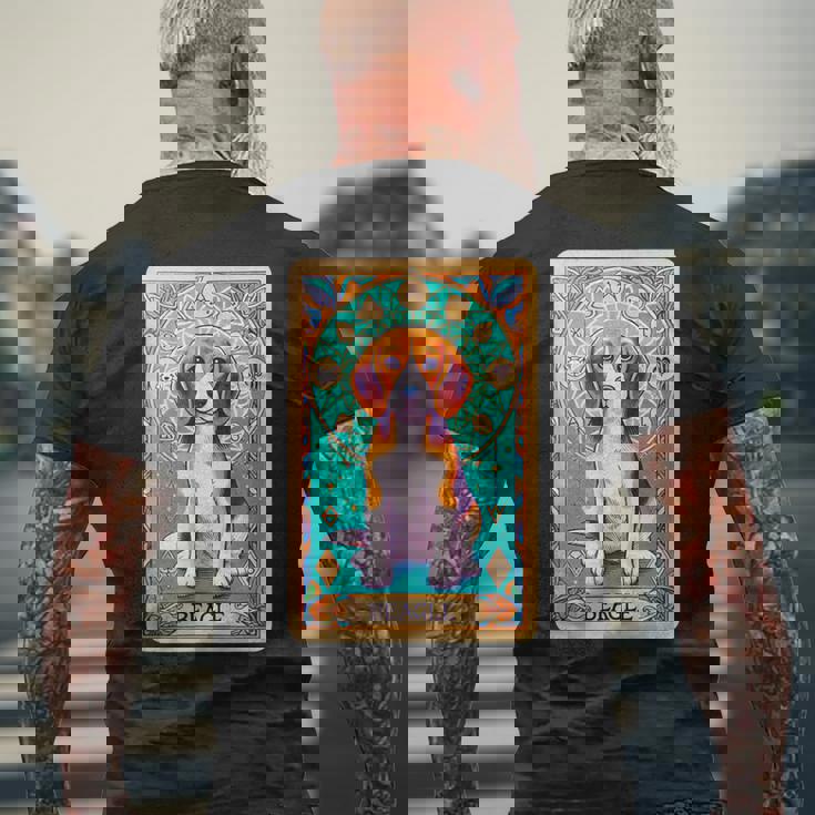 ビーグル 面白いtシャツ 犬 タロット カード かわいい メンズ 子供 おもしろ 服 グッズ ネタ メンズTシャツ バックプリント 高齢者への贈り物