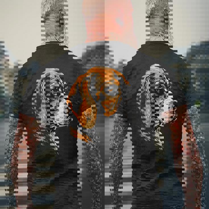 ビーグル子犬ビーグル狩猟犬かわいい犬イングリッシュビーグル メンズTシャツ バックプリント 高齢者への贈り物