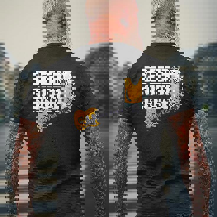 ビール ギター リピート ギター ベース ロックンロール ギタリスト向け メンズTシャツ バックプリント 高齢者への贈り物