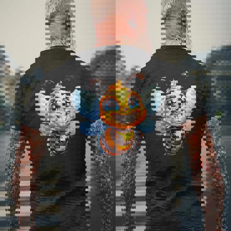 ビー・ハッピー ビッグ・スマイル ビー・ビー・ハッピー メンズTシャツ バックプリント 高齢者への贈り物