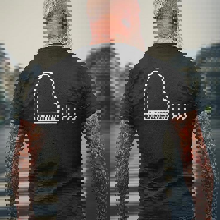 ピアノ 音符 楽譜 音楽 楽器 メンズTシャツ バックプリント 高齢者への贈り物