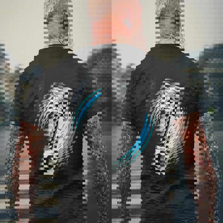 ピストンパワー 車愛好家のためのダイナミックエンジンデザイン メンズTシャツ バックプリント 高齢者への贈り物