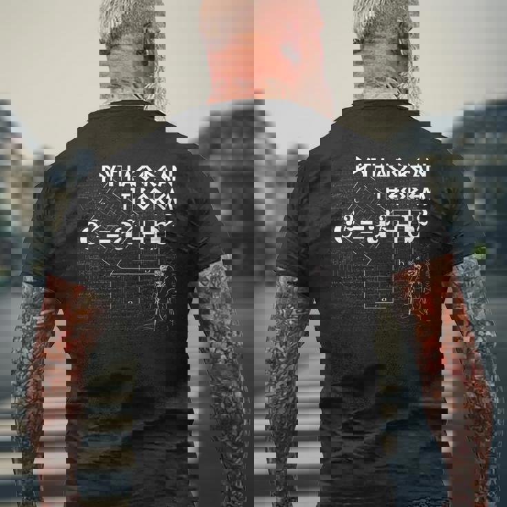 ピタゴラスの定理の設計-2 メンズTシャツ バックプリント 高齢者への贈り物