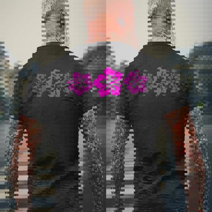 ピンク ハイビスカス フラワー ハワイアン メンズTシャツ バックプリント 高齢者への贈り物