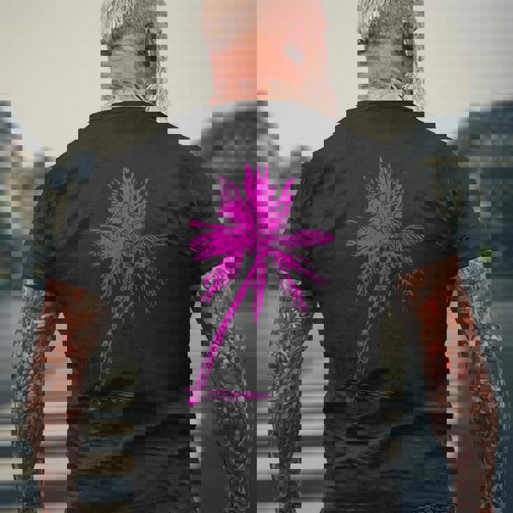 ピンクパームビーチウェア サーフィンレトロ パームツリー メンズTシャツ バックプリント 高齢者への贈り物