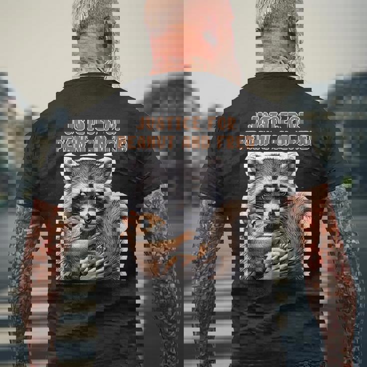 ピーナッツとフレッドの正義 ピーナッツリス フレッドアライグマ メンズTシャツ バックプリント 高齢者への贈り物