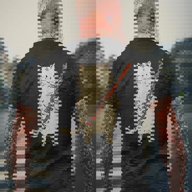 ファゴット猫ミュージシャン レトロ キュート バンド オーケストラ メンズTシャツ バックプリント 高齢者への贈り物