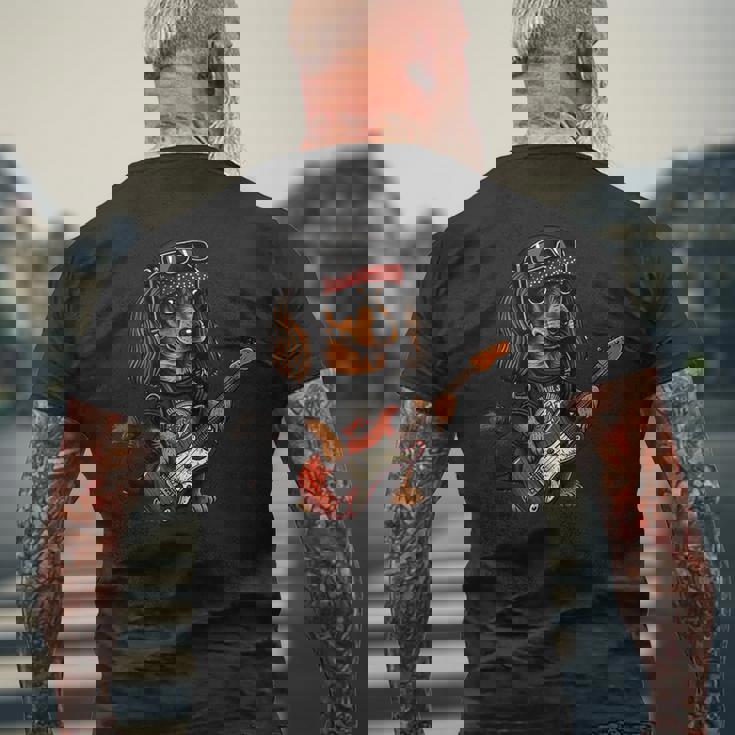 ファニー ダックスフンド キュート ロックンロール ロッカー パンク メンズTシャツ バックプリント 高齢者への贈り物