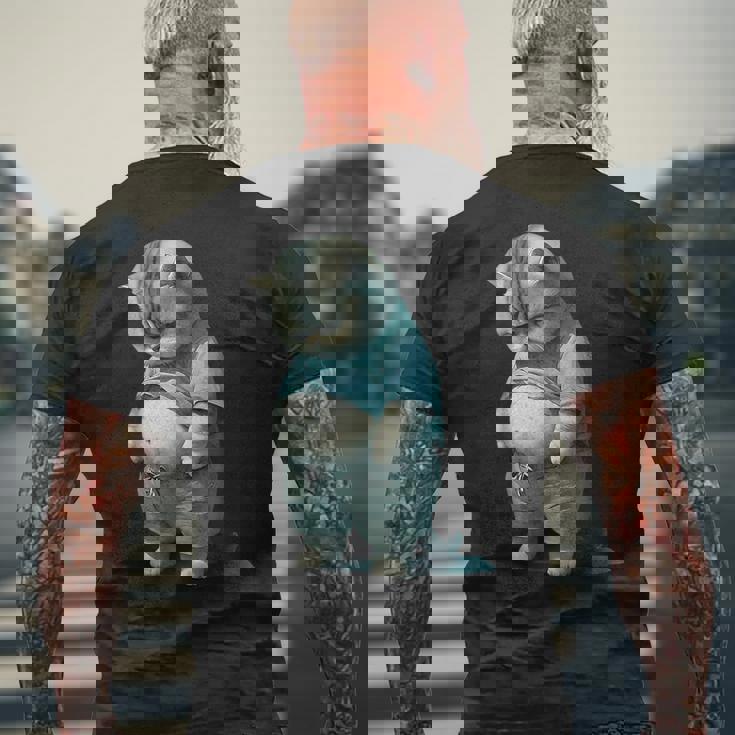 ファニー ファット キャット 子猫 アート デザイン 猫 飼い主 ペット愛好家 ギフト メンズTシャツ バックプリント 高齢者への贈り物