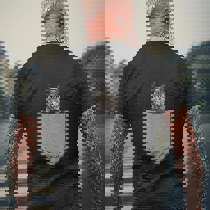 ファニーブリティッシュショートヘア猫 メンズTシャツ バックプリント 高齢者への贈り物